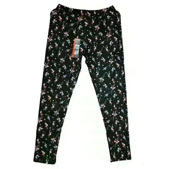 NWT No Boundaries Womens Ankle Legging Juniors Size M, L, XL Black Floral - Picture 1 of 5